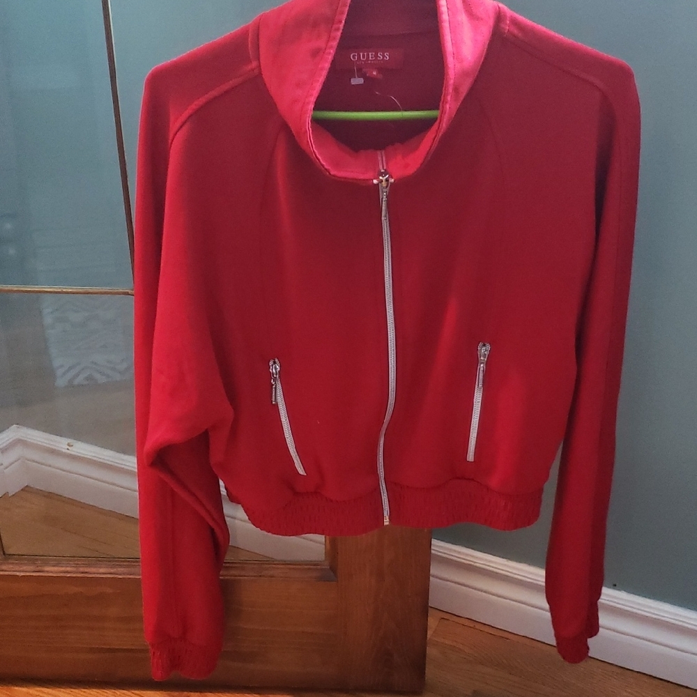 GUESS Women's Vibrant Red Bomber Jacket